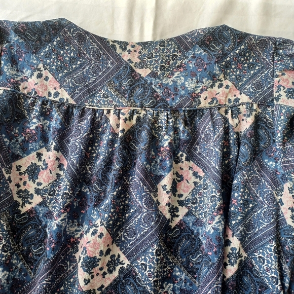 Emma & Michele 1X Tunic Style Dress Blue/Cream/Pink Pattern Lace Up Bust - Picture 4 of 12